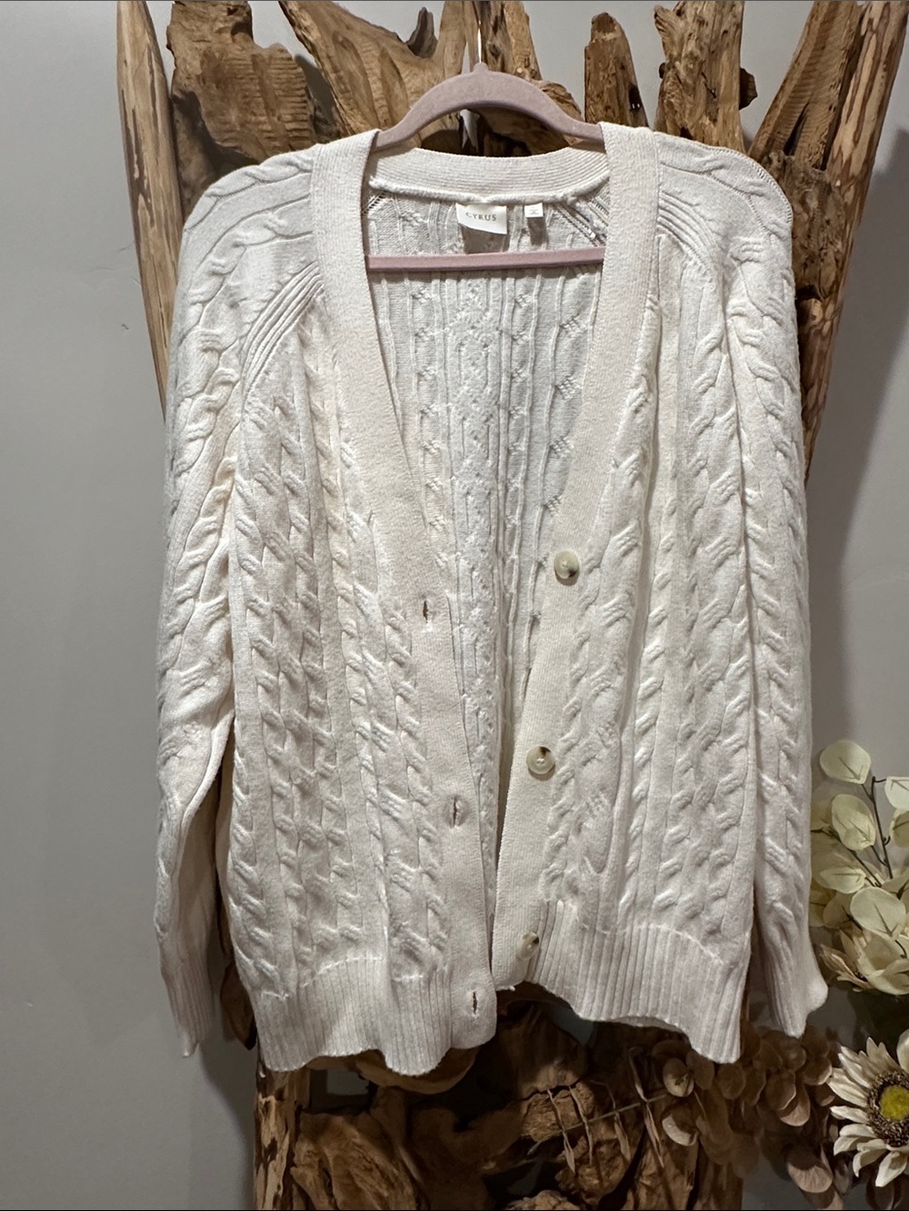 Cyrus Cream Cable Knit Cardigan